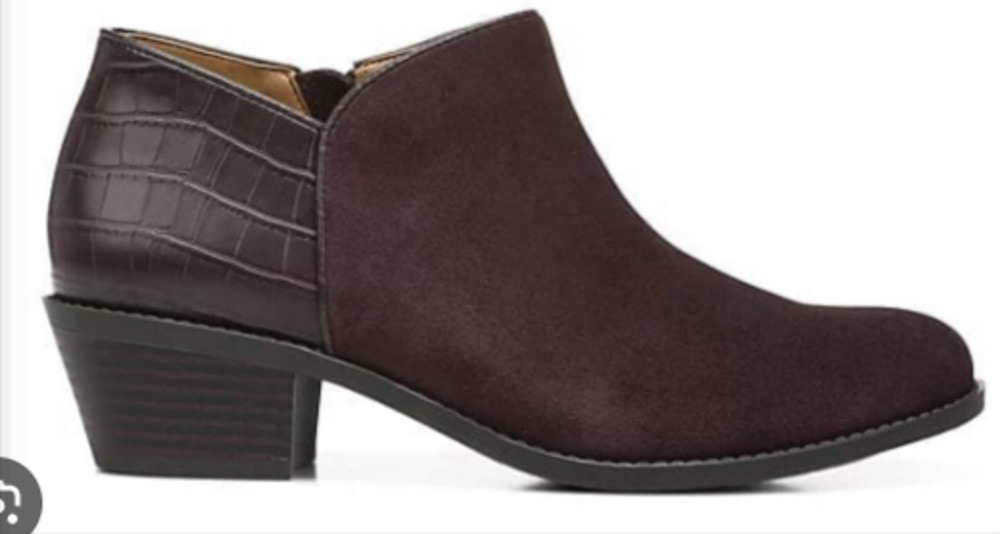 Vionic Marissa Water Repellent Suede Ankle Boots Chocolate Croc Women's Size 7